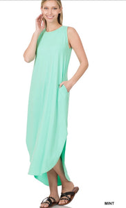 Mint Sleeveless Pocket Maxi