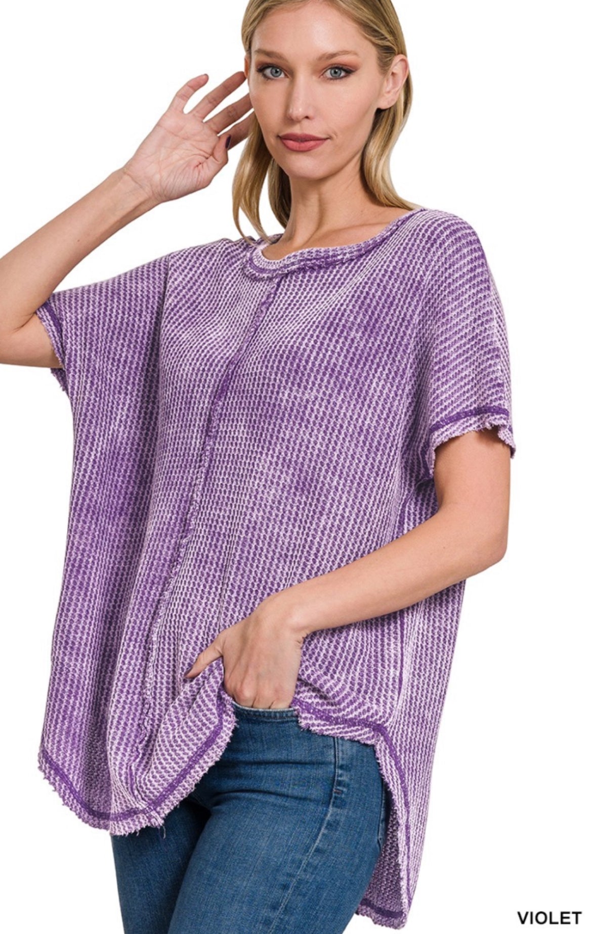 Women’s Washed Violet Waffle Top