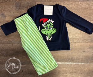 Grinch Appliqué Pant Set