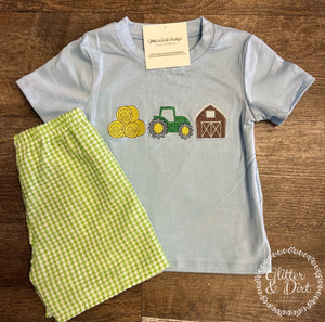 Embroidered Farm Life Short Set