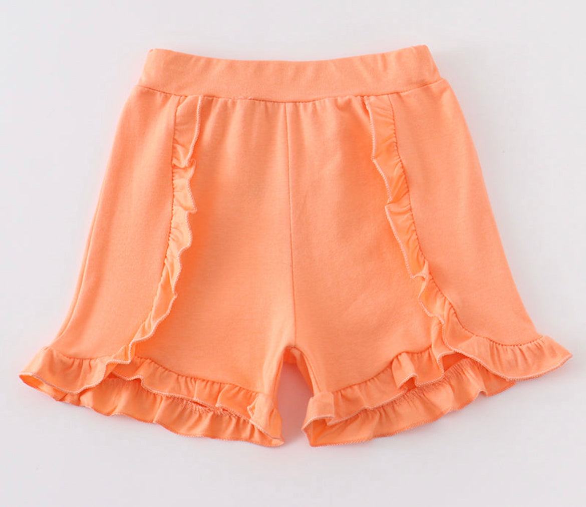 Knit Cotton Ruffle Front Shorts