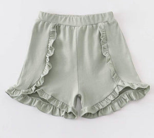 Knit Cotton Ruffle Front Shorts