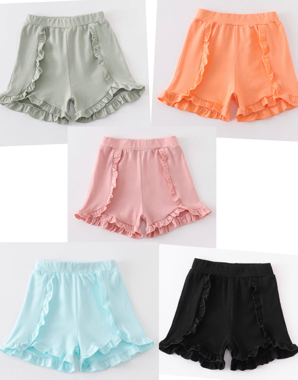 Knit Cotton Ruffle Front Shorts