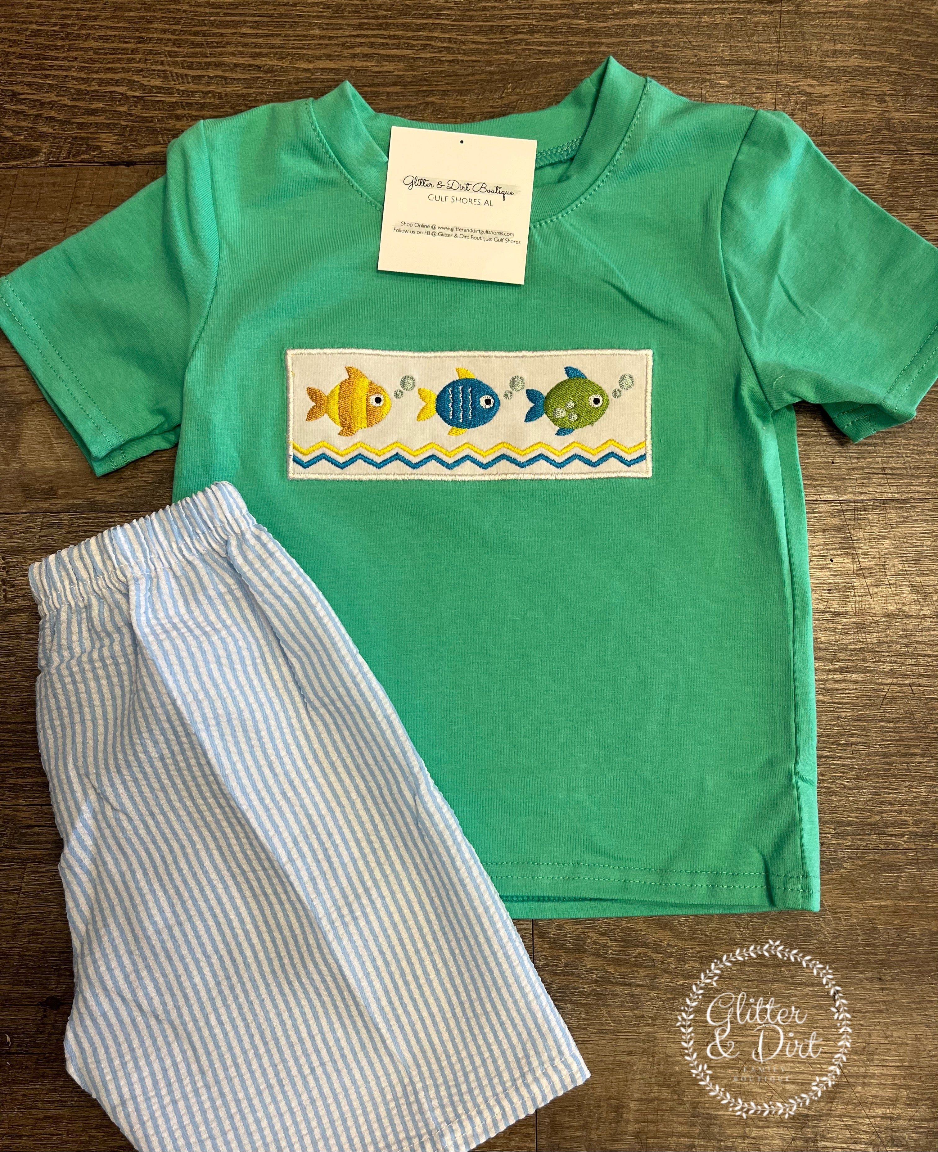 Boy’s Embroidered Fish Set