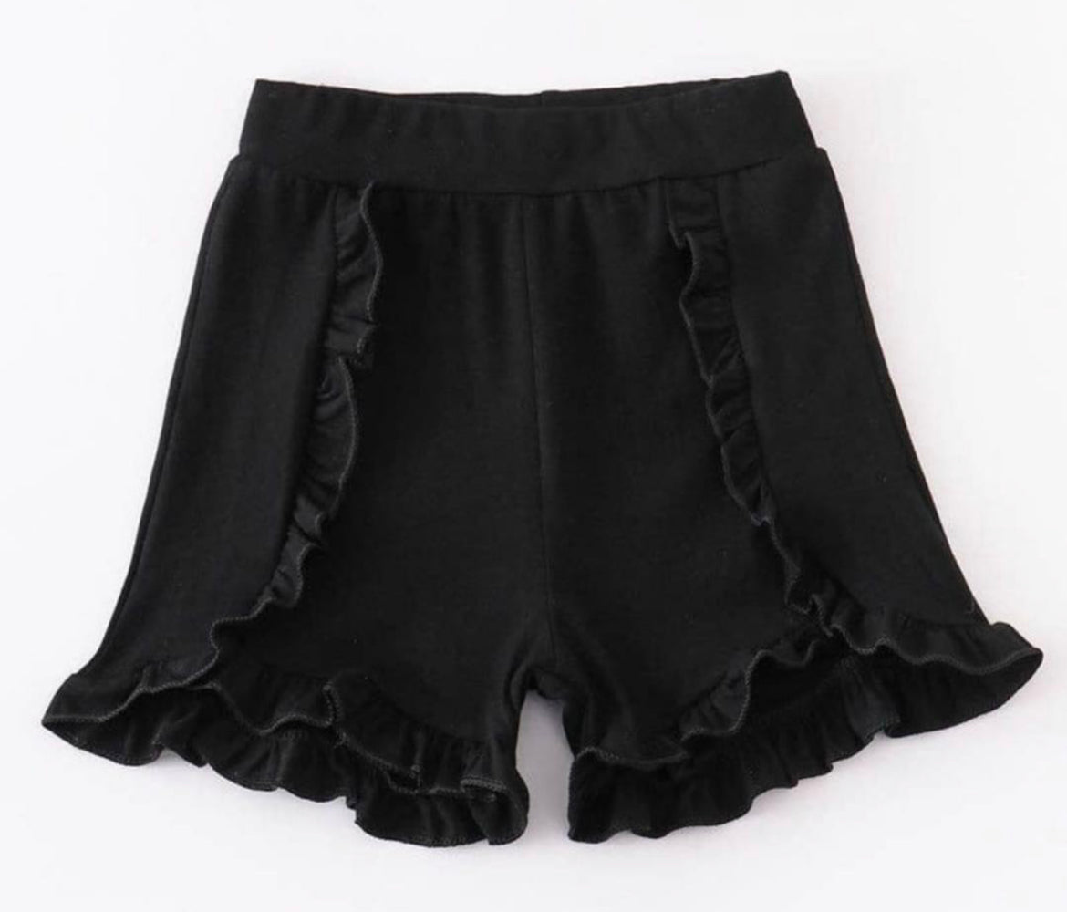 Knit Cotton Ruffle Front Shorts